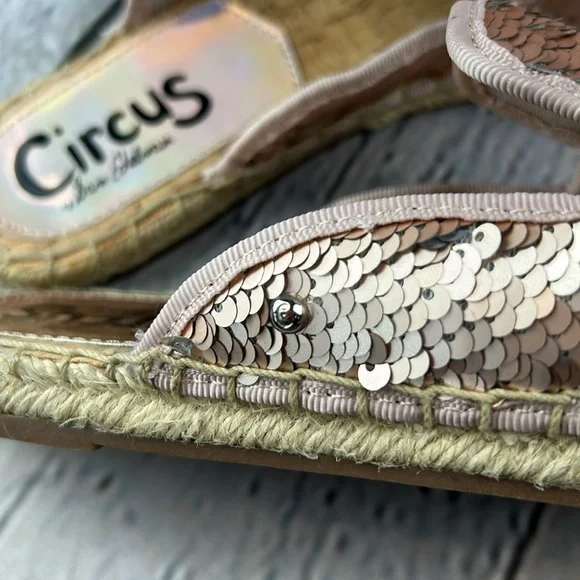 CIRCUS BY SAM EDELMAN LEANNE Rose Gold Silver Mermaid Sequin Slip On Flats - Picture 15 of 17